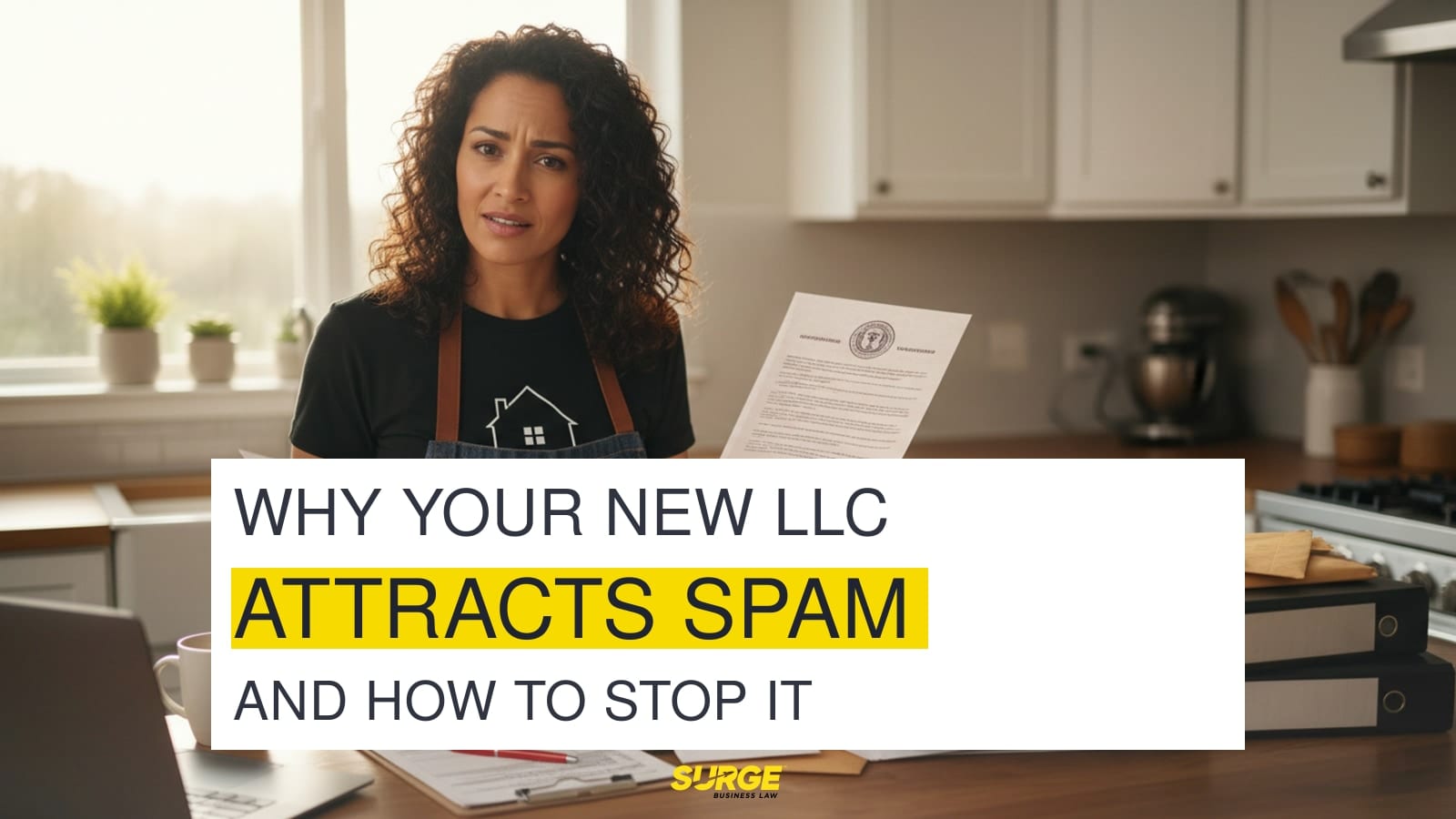 New business owner sorting through a stack of official looking mail received after forming an LLC