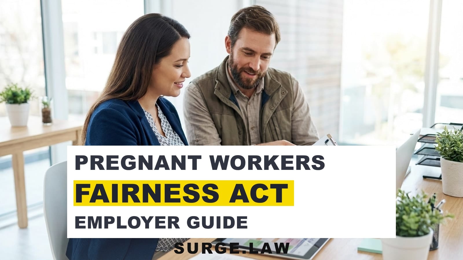 Employer reviewing PWFA accommodation policy documents