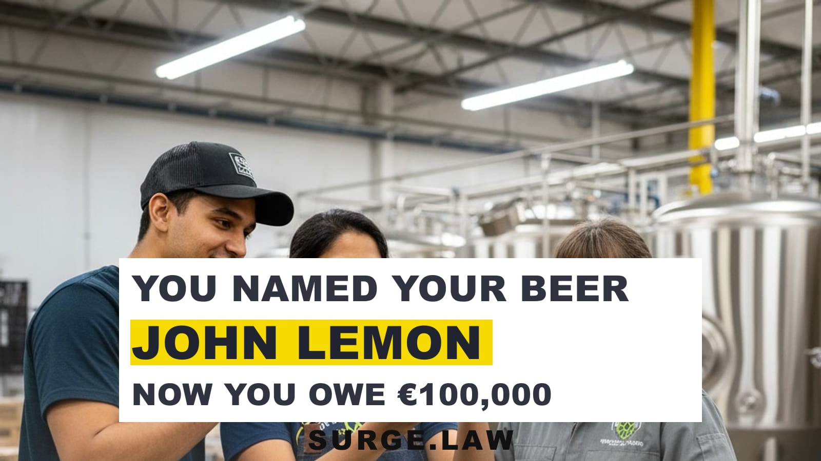 Small brewery owner reviewing trademark paperwork