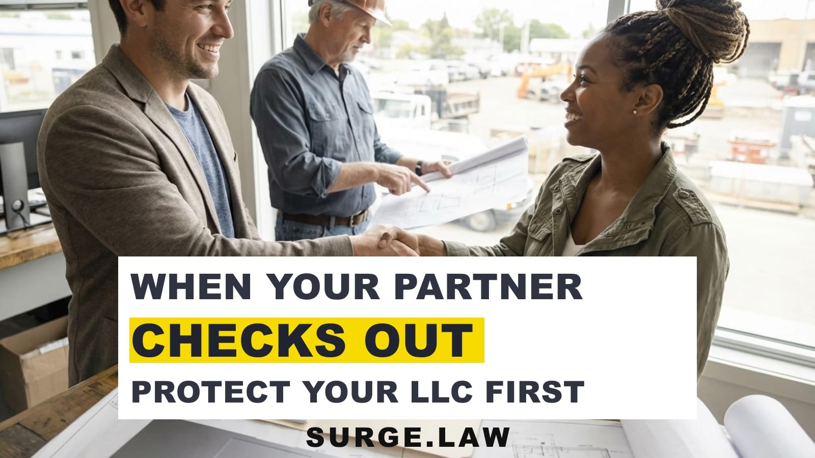 Business partners reviewing operating agreement together