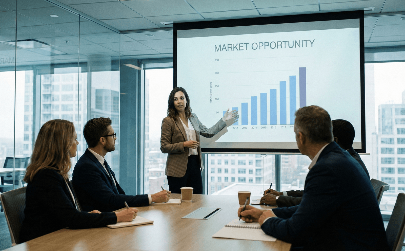 Founder presenting business plans to an investor